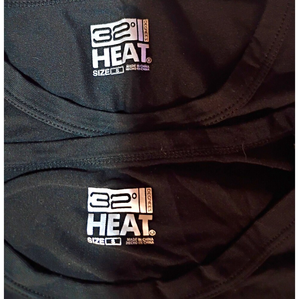32 Degrees Heat Men's Base Layer Top Long Sleeve Black Size S Solid 2-Pack